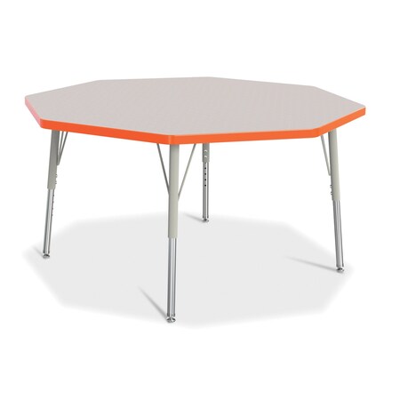 Jonti-Craft Berries Octagon Activity Table, 48 in. x 48 in., E-height, Freckled Gray/Orange/Gray 6428JCE114